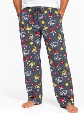 Men's Grey M&M's Character Pajama Pants SZ LG